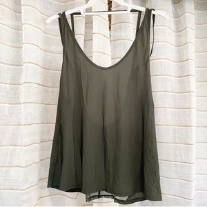 Lululemon Forest Green Sheer Mesh Tank Top
